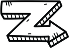 Black and white cartoon ribbon shaped like the letter Z.