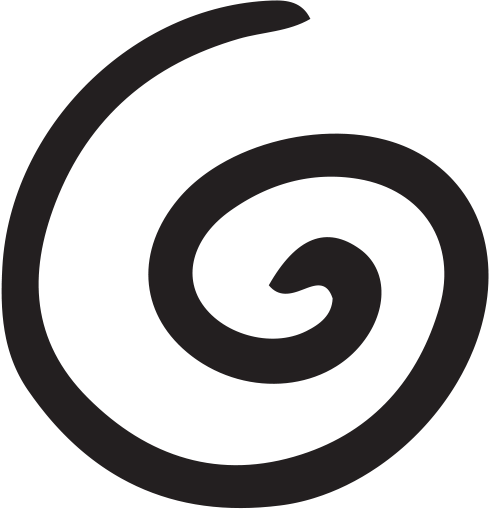 Black spiral symbol.